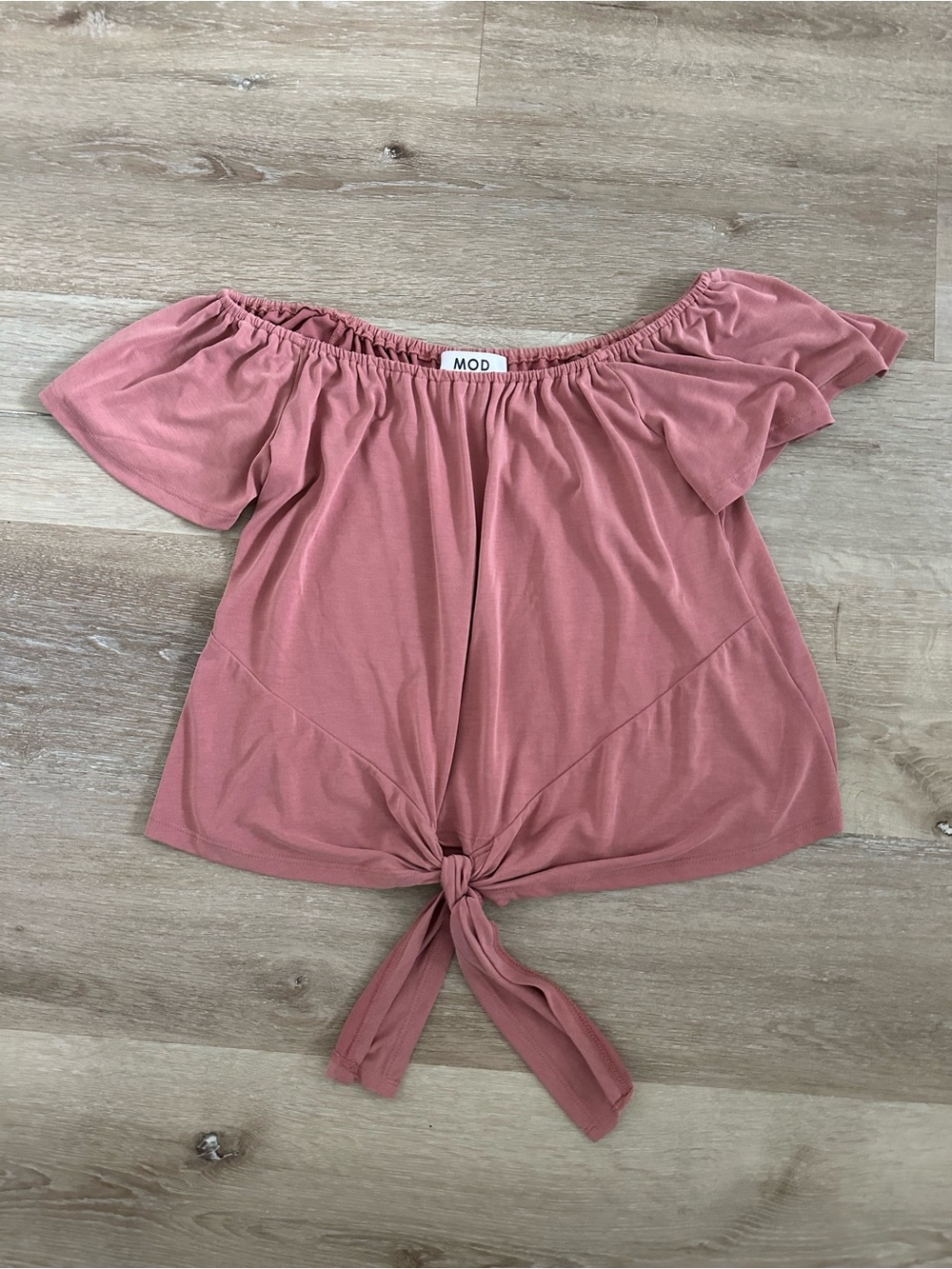 Off-Shoulder Tie-Front Top in Dusty Rose